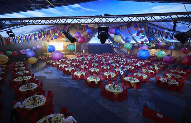 ICC,Hall 3, Banquet, Dinner Set Up, Empty, From Balcony J11